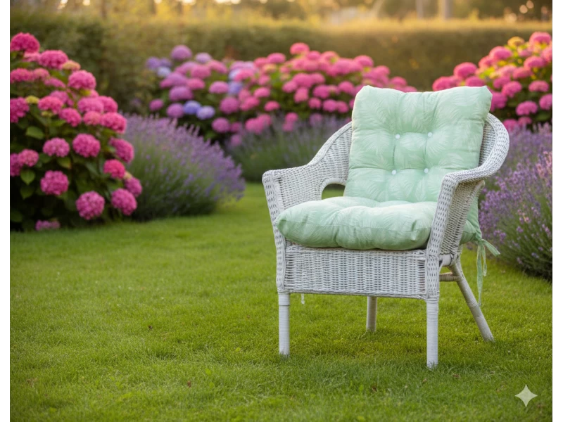 Μαξιλάρι μπαμπού ύφασμα λονέτα με πλάτη Frig 701 απόχρωση του πράσινου με σχέδιo φύλλα