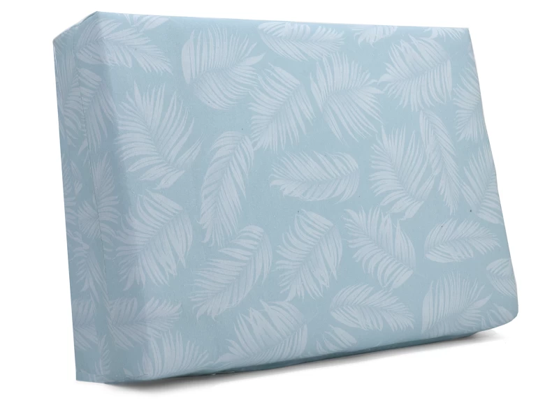 Μαξιλάρι πλάτης τριγωνικό Λονέτα Ύφασμα Frig 601 απόχρωση του γαλάζιου με σχέδιo φύλλα