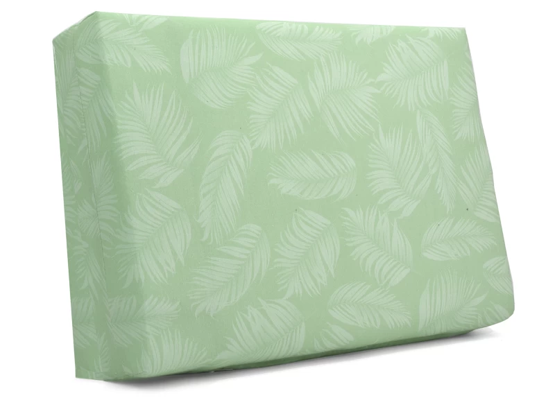 Μαξιλάρι πλάτης τριγωνικό Λονέτα Ύφασμα Frig 701 απόχρωση του πράσινου με σχέδιo φύλλα