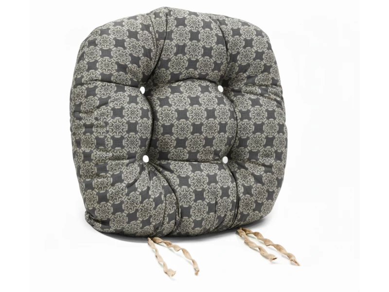 Μαξιλάρι στρογγυλό κάθισμα μπαμπού - Λονέτα Ύφασμα απόχρωση του ανθρακί Με Σχέδιο Kanada - Norman