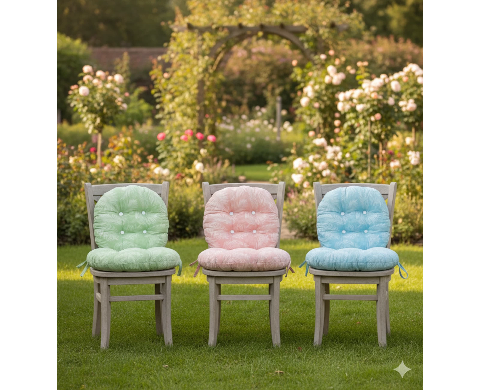 Μαξιλάρι στρογγυλό κάθισμα μπαμπού Λονέτα Ύφασμα Frig 701 απόχρωση του πράσινου με σχέδιo φύλλα | Mypouf.gr