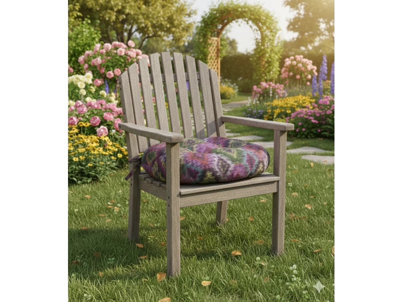 Μαξιλάρι στρογγυλό κάθισμα μπαμπού Λονέτα Ύφασμα More 301 με σχέδιο ρόμβο