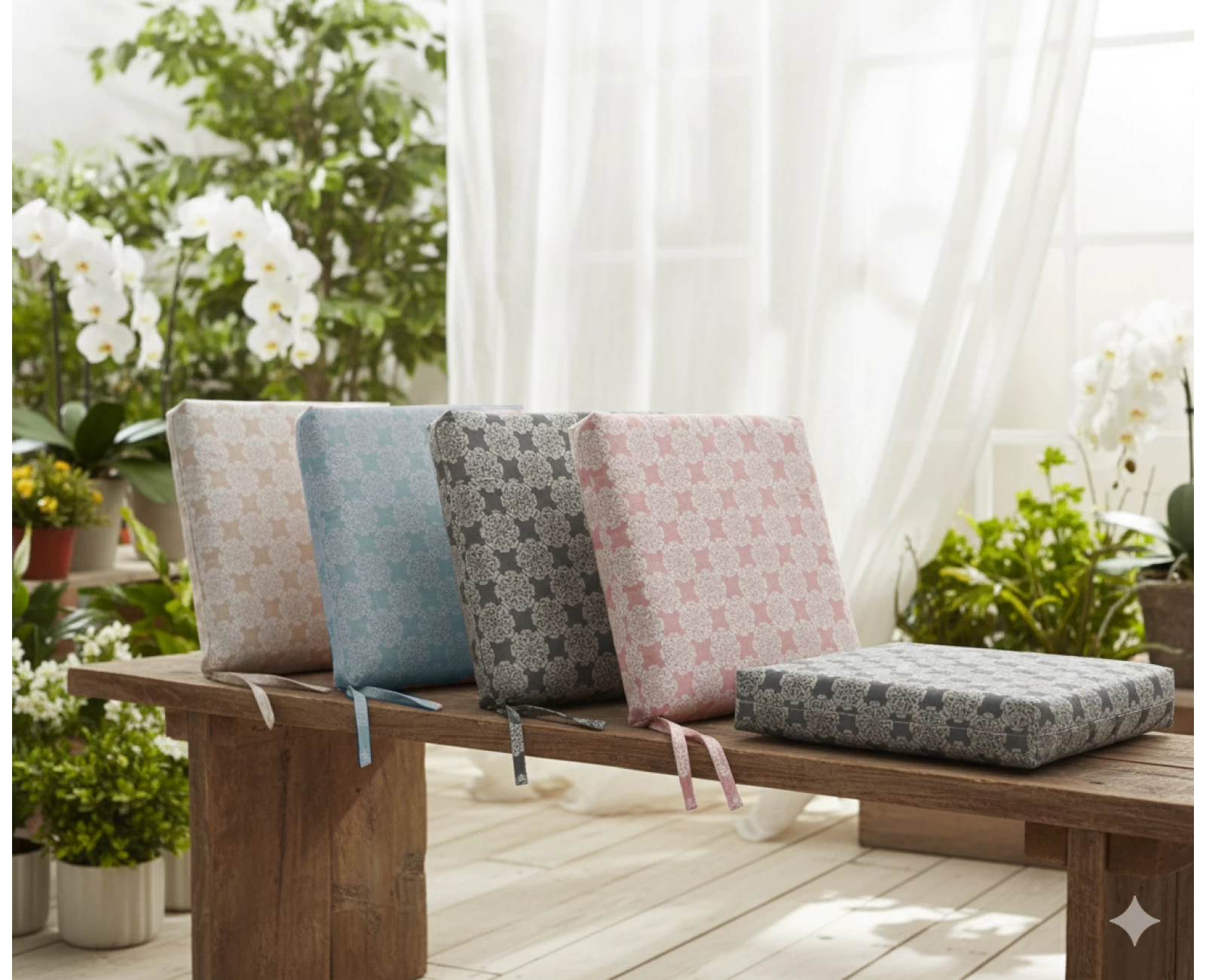 Μαξιλάρι Καρέκλας Με Δέσιμο - Λονέτα Ύφασμα απόχρωση του μπεζ με σχέδιo Kanada - Norman | Mypouf.gr