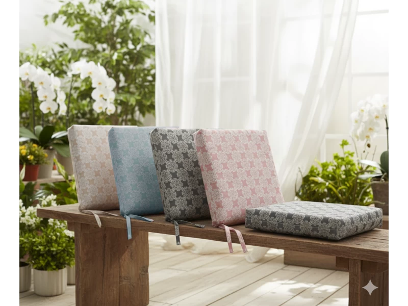 Μαξιλάρι Καρέκλας Με Δέσιμο - Λονέτα Ύφασμα απόχρωση του μπεζ με σχέδιo Kanada - Norman