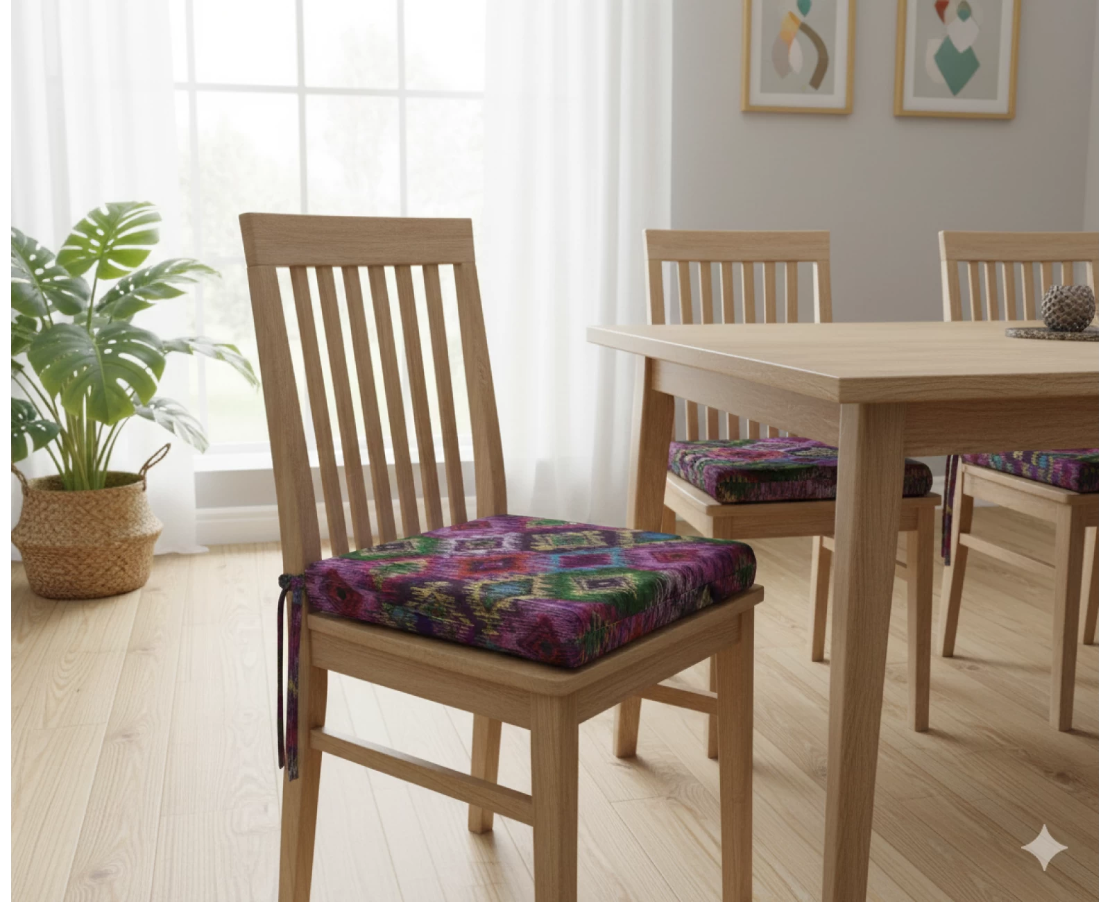 Μαξιλάρι Καρέκλας Με Δέσιμο - Λονέτα Ύφασμα More 301 με σχέδιο ρόμβο | Mypouf.gr