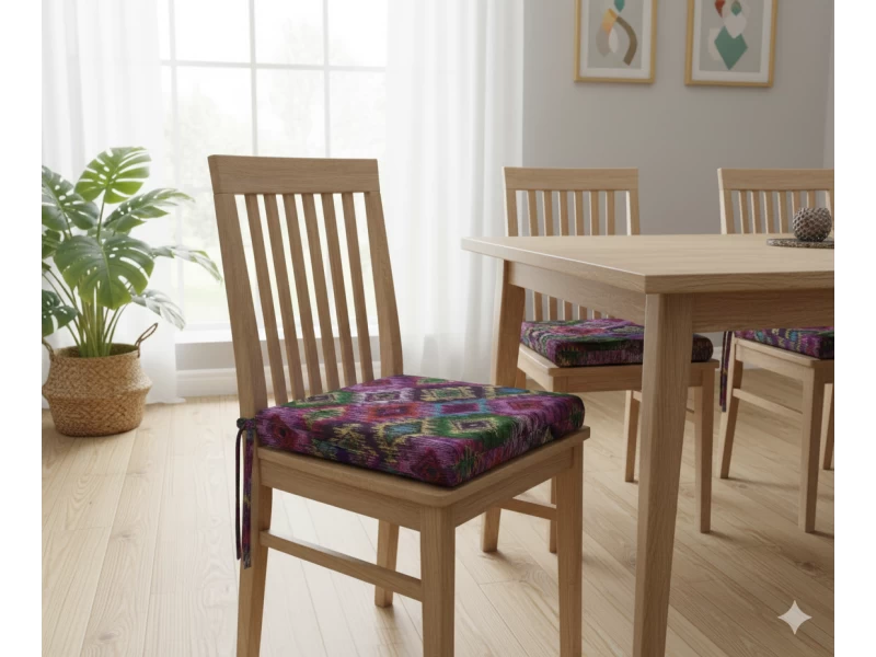 Μαξιλάρι Καρέκλας Με Δέσιμο - Λονέτα Ύφασμα More 301 με σχέδιο ρόμβο