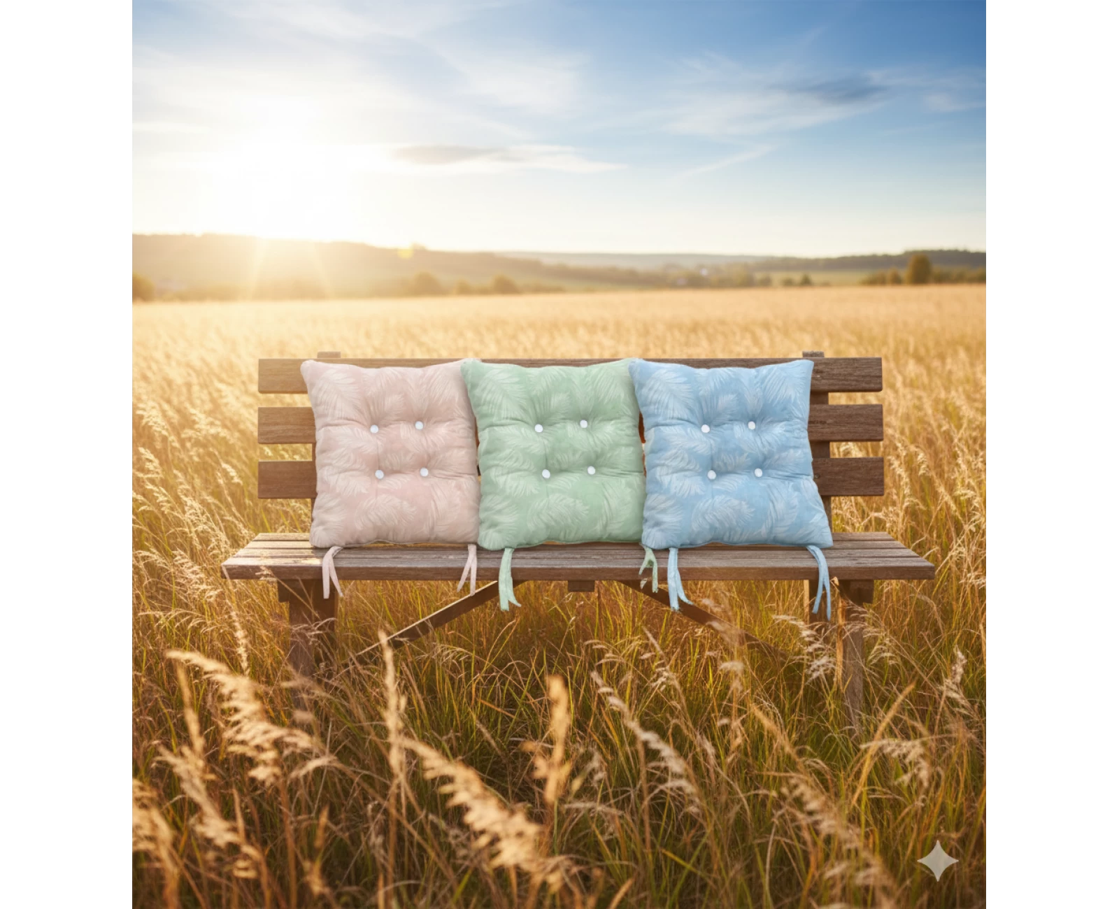 Μαξιλάρι κάθισμα μπαμπού Λονέτα Ύφασμα Frig 701 απόχρωση του πράσινου με σχέδιo φύλλα | Mypouf.gr