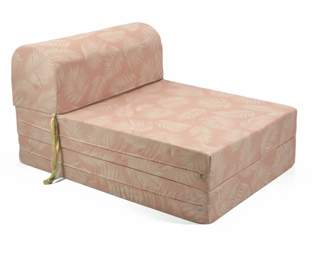 Πολυθρόνα - Κρεβάτι Flip Chair Florina Λονέτα Ύφασμα Frig 301 απόχρωση του σομόν με σχέδιo φύλλα