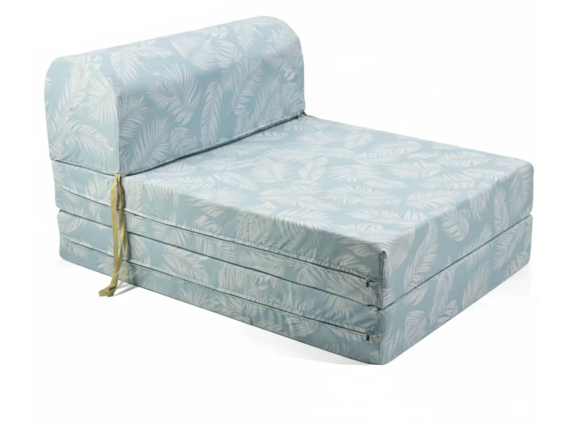 Πολυθρόνα - Κρεβάτι Flip Chair Florina Λονέτα Ύφασμα Frig 601 απόχρωση του γαλάζιου με σχέδιo φύλλα