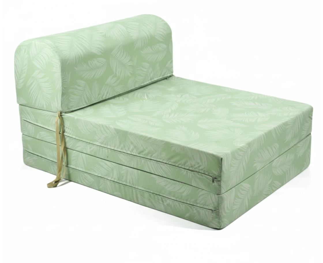 Πολυθρόνα - Κρεβάτι Flip Chair Florina Λονέτα Ύφασμα Frig 701 απόχρωση του πράσινου με σχέδιo φύλλα