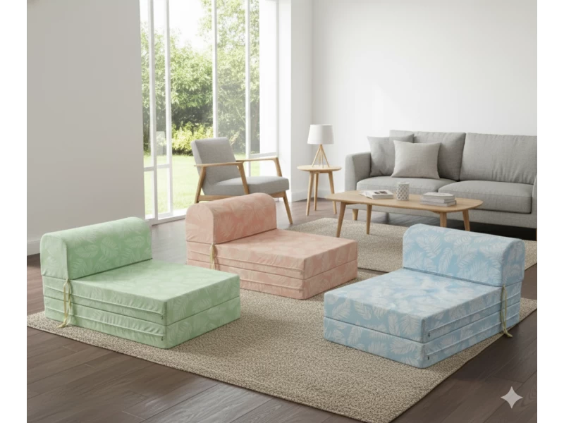 Πολυθρόνα - Κρεβάτι Flip Chair Florina Λονέτα Ύφασμα Frig 301 απόχρωση του σομόν με σχέδιo φύλλα