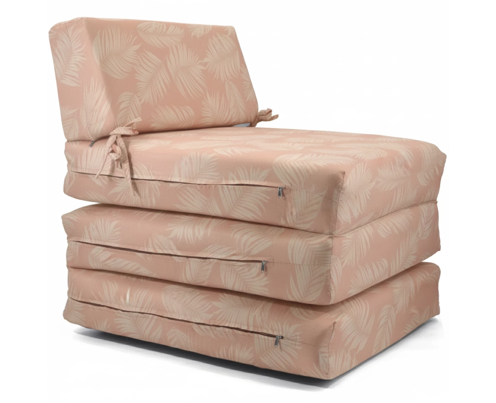 Πολυθρόνα - Κρεβάτι Flip Chair Panama Λονέτα Ύφασμα Frig 301 απόχρωση του σομόν με σχέδιo φύλλα | Mypouf.gr