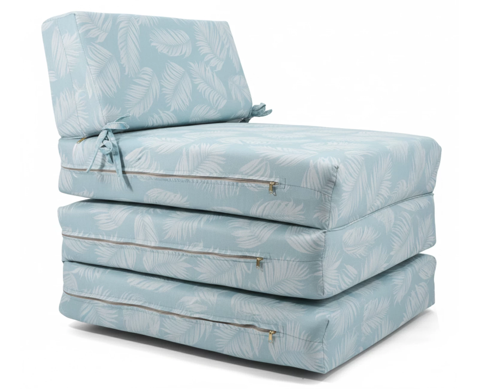 Πολυθρόνα - Κρεβάτι Flip Chair Panama Λονέτα Ύφασμα Frig 601 απόχρωση του γαλάζιου με σχέδιo φύλλα | Mypouf.gr