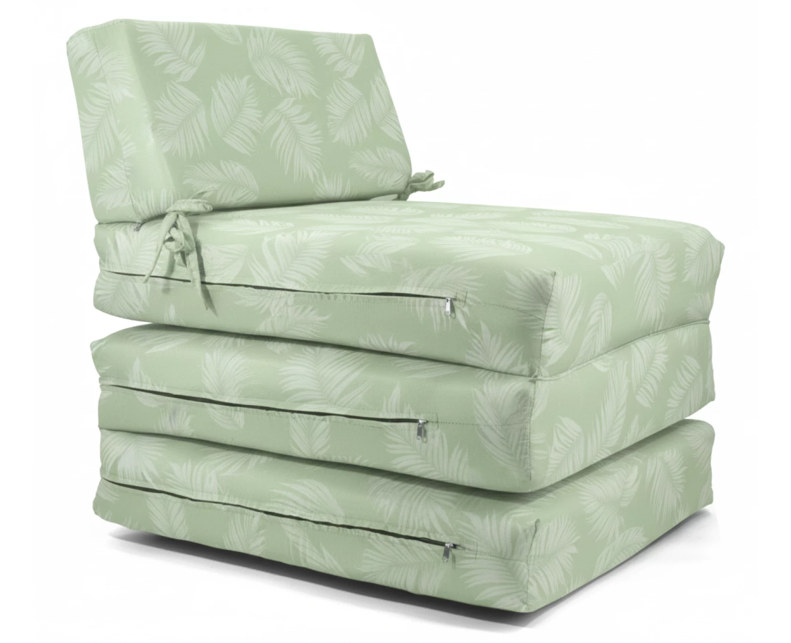 Πολυθρόνα - Κρεβάτι Flip Chair Panama Λονέτα Ύφασμα Frig 701 απόχρωση του πράσινου με σχέδιo φύλλα | Mypouf.gr