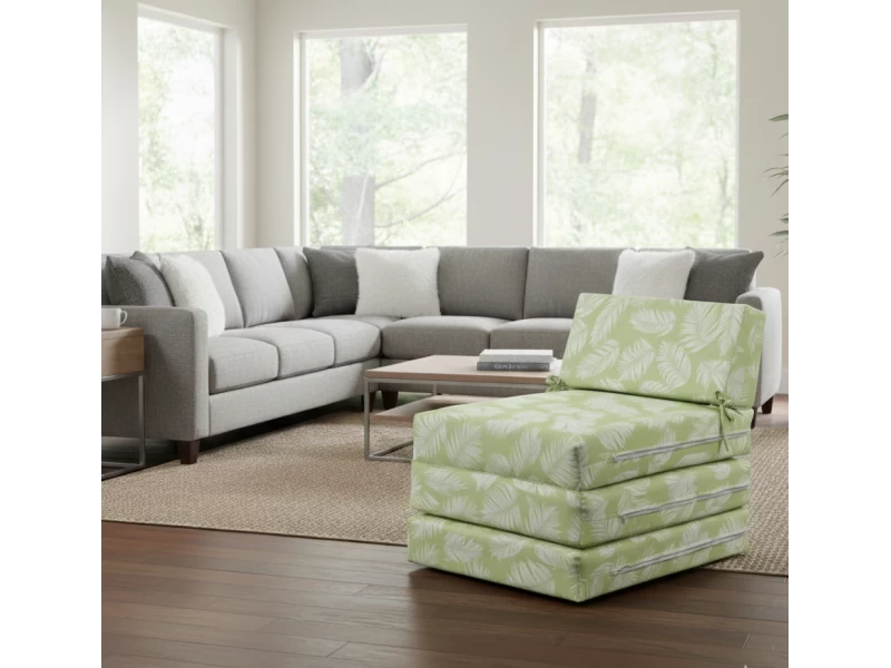 Πολυθρόνα - Κρεβάτι Flip Chair Panama Λονέτα Ύφασμα Frig 701 απόχρωση του πράσινου με σχέδιo φύλλα