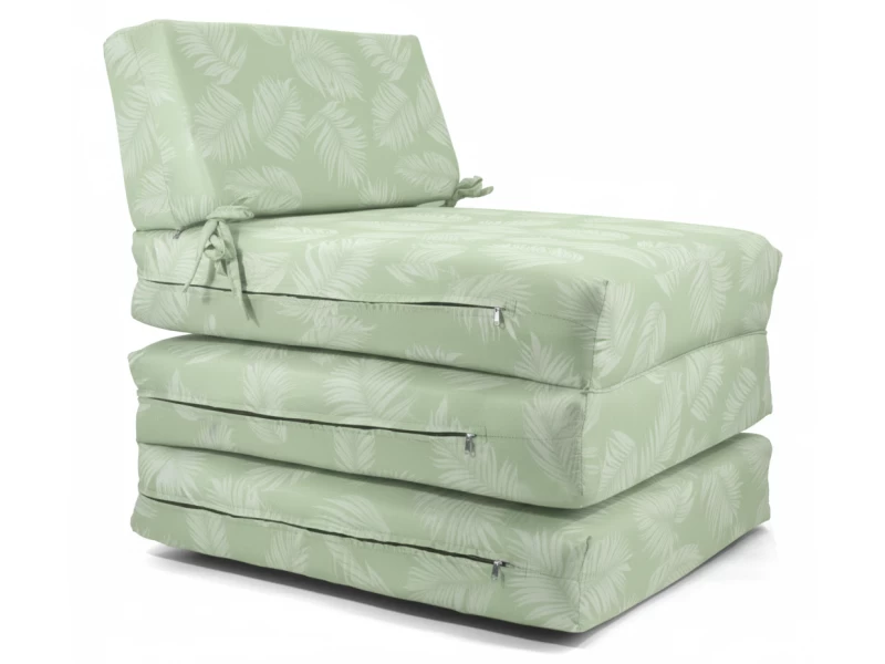 Πολυθρόνα - Κρεβάτι Flip Chair Panama Λονέτα Ύφασμα Frig 701 απόχρωση του πράσινου με σχέδιo φύλλα