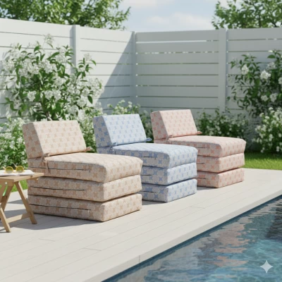 Πολυθρόνα - Κρεβάτι Flip Chair Panama Λονέτα Ύφασμα απόχρωση του γαλάζιου σχέδιο Kanada