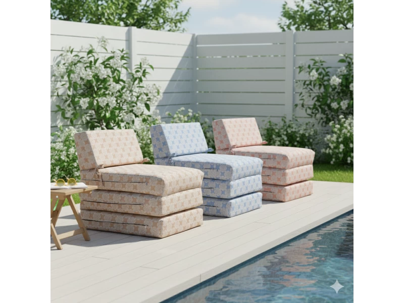 Πολυθρόνα - Κρεβάτι Flip Chair Panama Λονέτα Ύφασμα απόχρωση του γαλάζιου σχέδιο Kanada