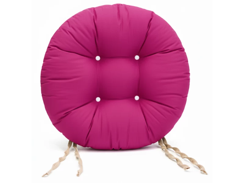 Μαξιλάρι κάθισμα μπαμπού στρογγυλό - Κρετόν φούξια ύφασμα