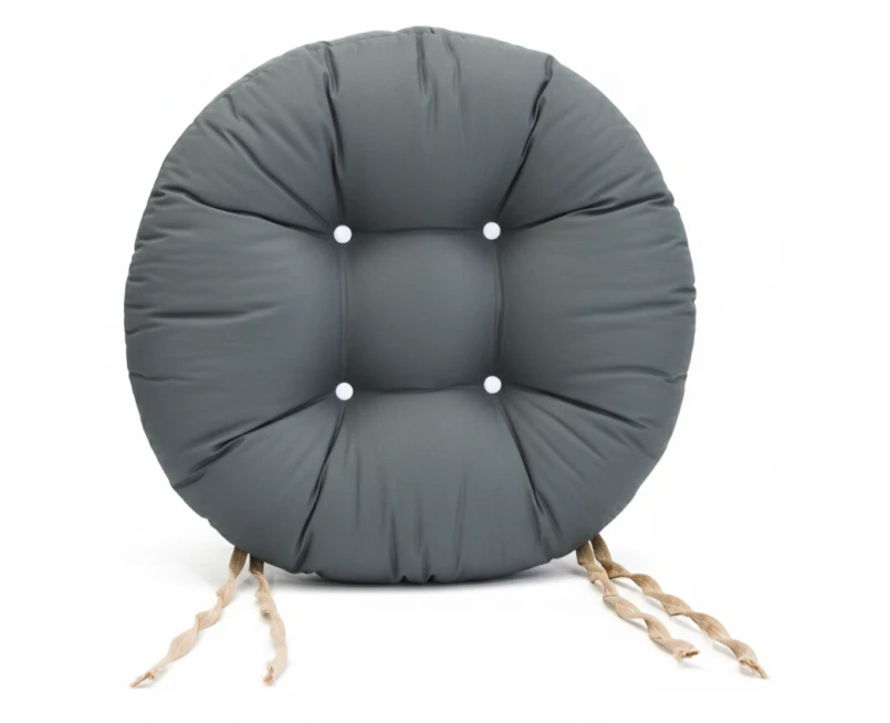 Μαξιλάρι κάθισμα μπαμπού στρογγυλό - Κρετόν γκρί ύφασμα