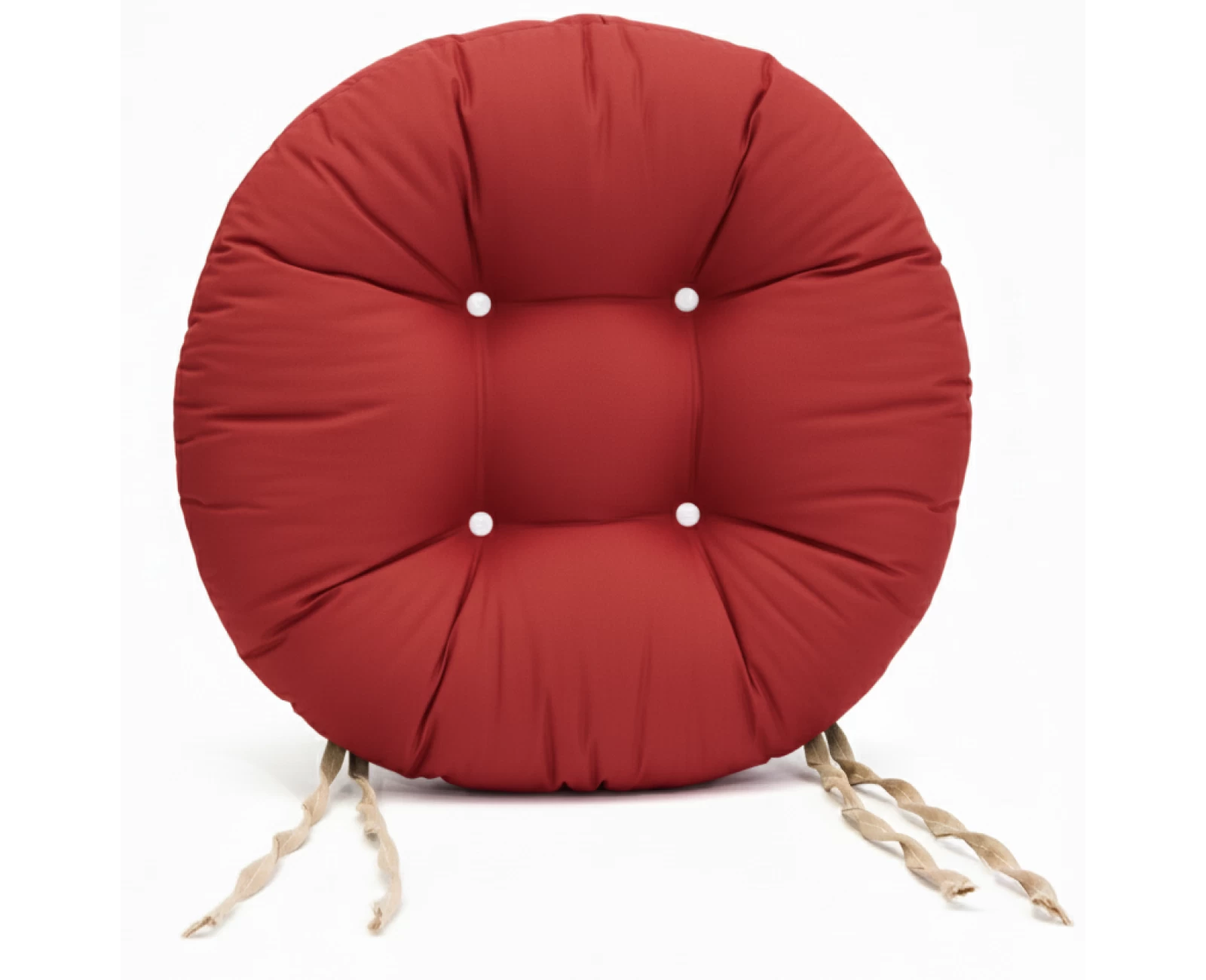 Μαξιλάρι κάθισμα μπαμπού στρογγυλό - Κρετόν κόκκινο ύφασμα | Mypouf.gr