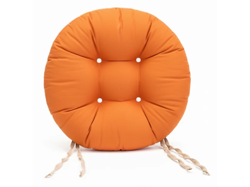 Μαξιλάρι κάθισμα μπαμπού στρογγυλό - Κρετόν πορτοκαλί ύφασμα