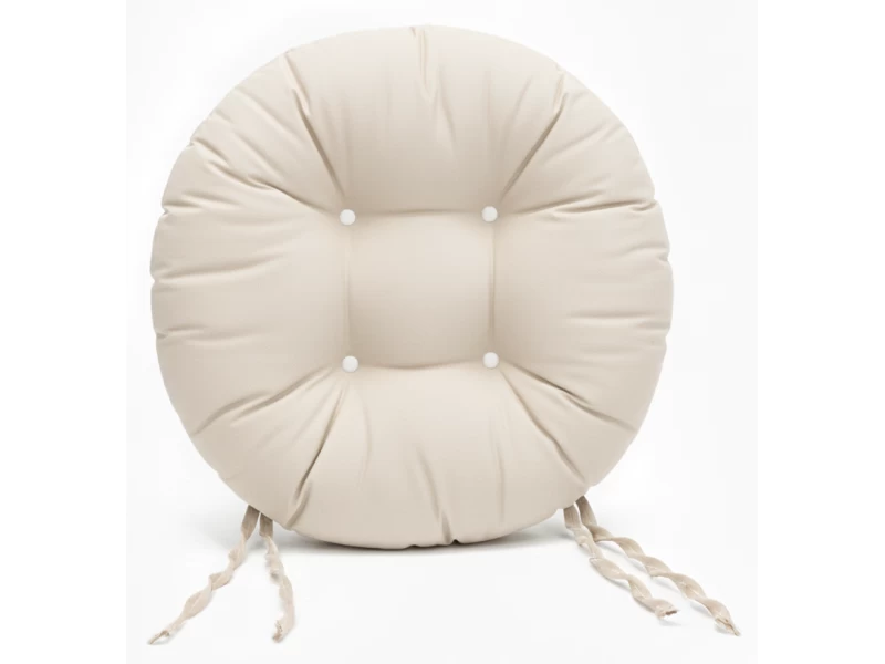 Μαξιλάρι κάθισμα μπαμπού στρογγυλό - Κρετόν εκρού ύφασμα