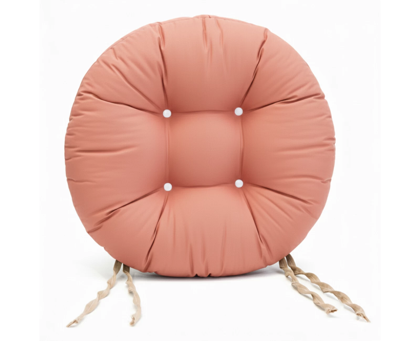 Μαξιλάρι κάθισμα μπαμπού στρογγυλό - Κρετόν σομόν ύφασμα | Mypouf.gr