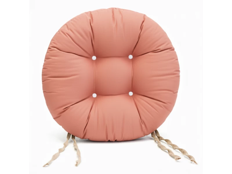 Μαξιλάρι κάθισμα μπαμπού στρογγυλό - Κρετόν σομόν ύφασμα