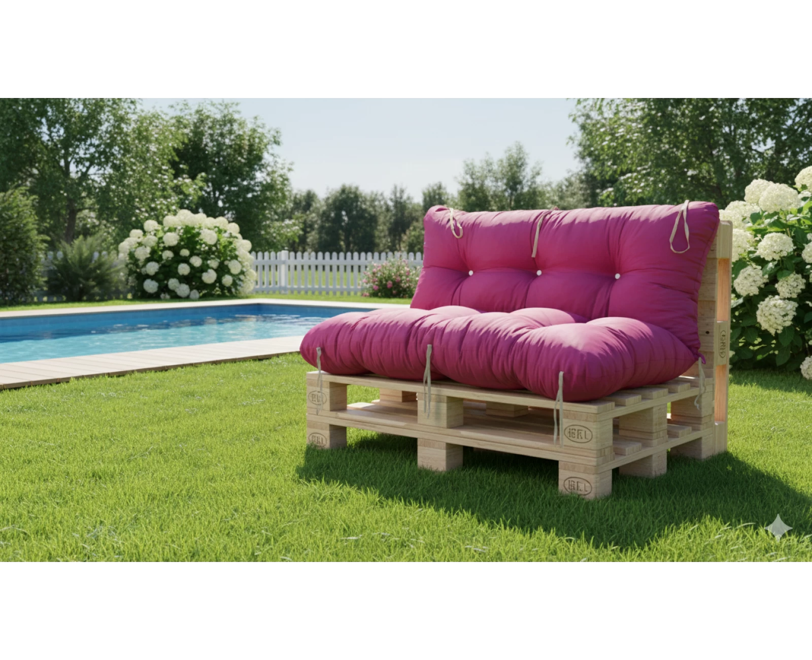 Μαξιλάρι για καναπέ με ενσωματωμένη πλάτη - Μονόχρωμο φούξια Κρετόν ύφασμα | Mypouf.gr