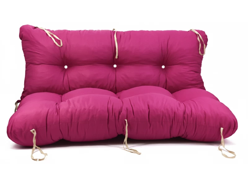 Μαξιλάρι για καναπέ με ενσωματωμένη πλάτη - Μονόχρωμο φούξια Κρετόν ύφασμα