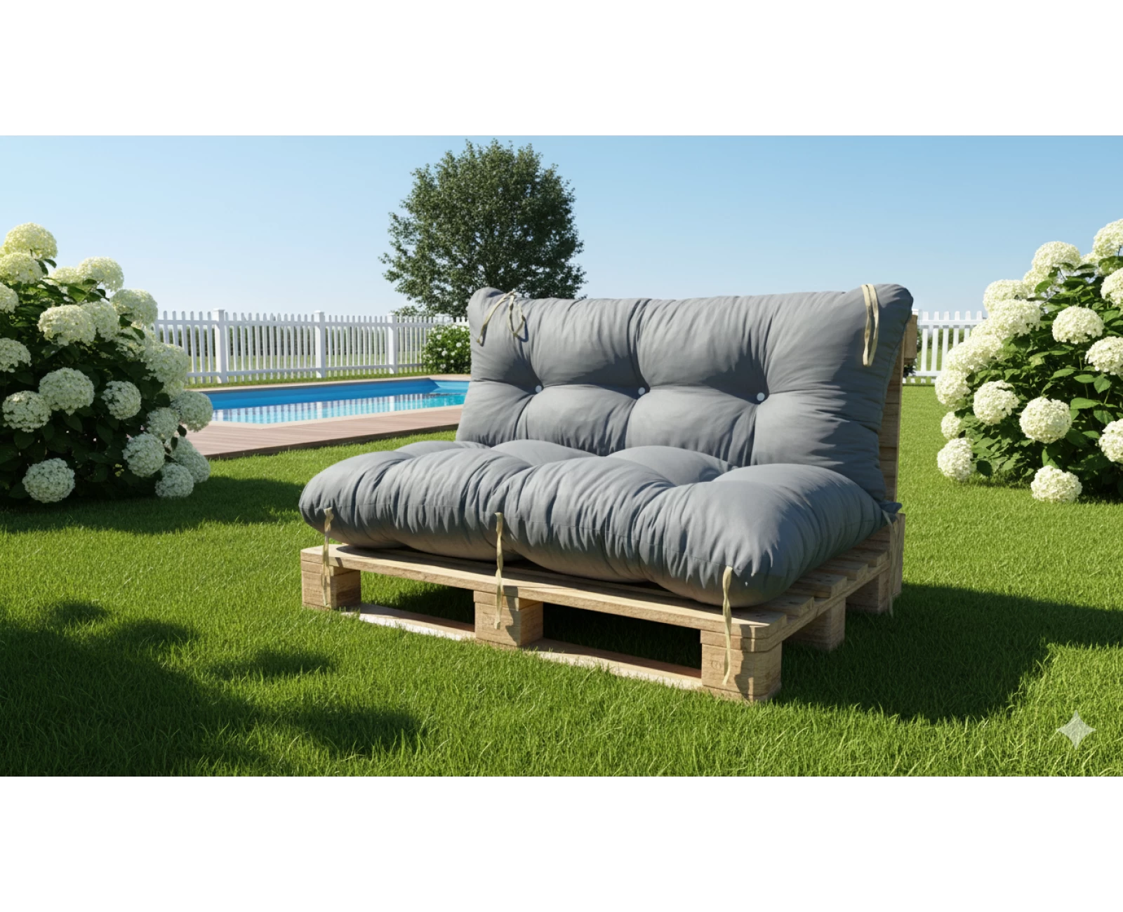 Μαξιλάρι για καναπέ με ενσωματωμένη πλάτη - Μονόχρωμο γκρί Κρετόν ύφασμα | Mypouf.gr