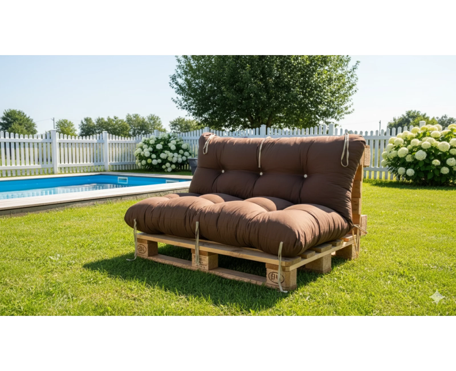 Μαξιλάρι για καναπέ με ενσωματωμένη πλάτη - Μονόχρωμο καφέ Κρετόν ύφασμα | Mypouf.gr