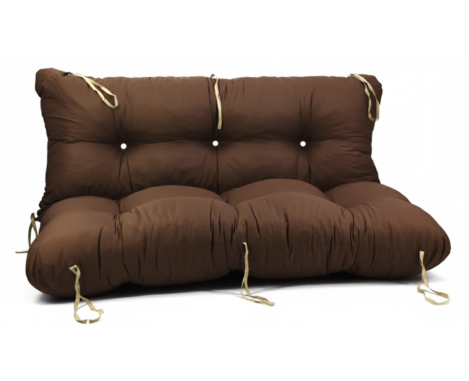 Μαξιλάρι για καναπέ με ενσωματωμένη πλάτη - Μονόχρωμο καφέ Κρετόν ύφασμα | Mypouf.gr