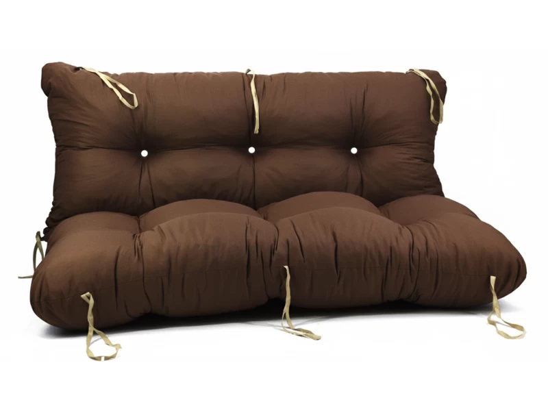 Μαξιλάρι για καναπέ με ενσωματωμένη πλάτη - Μονόχρωμο καφέ Κρετόν ύφασμα