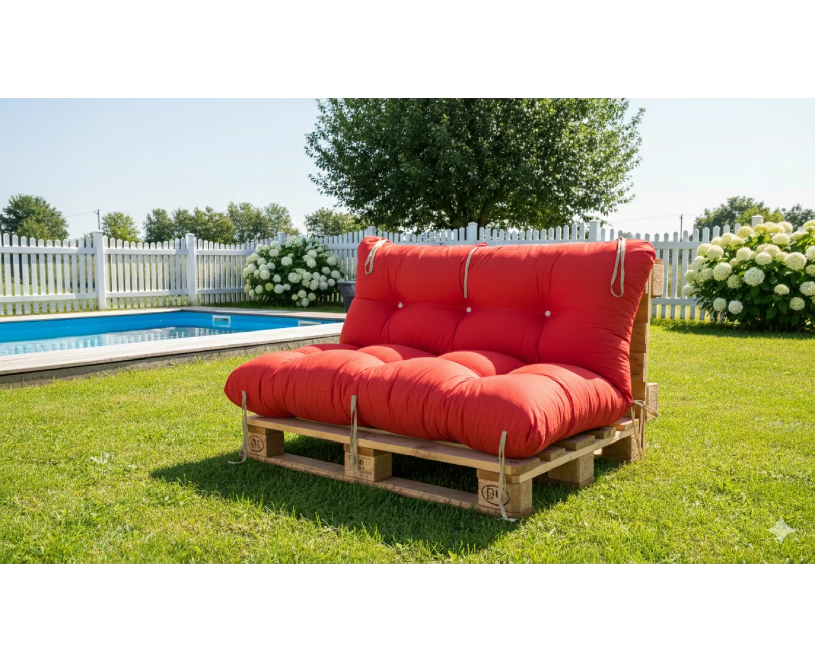 Μαξιλάρι για καναπέ με ενσωματωμένη πλάτη - Μονόχρωμο κόκκινο Κρετόν ύφασμα | Mypouf.gr