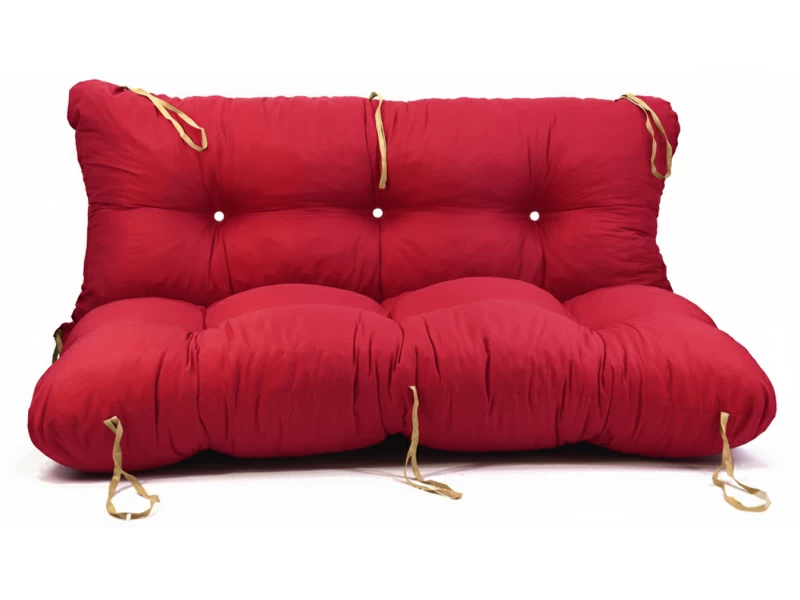 Μαξιλάρι για καναπέ με ενσωματωμένη πλάτη - Μονόχρωμο κόκκινο Κρετόν ύφασμα