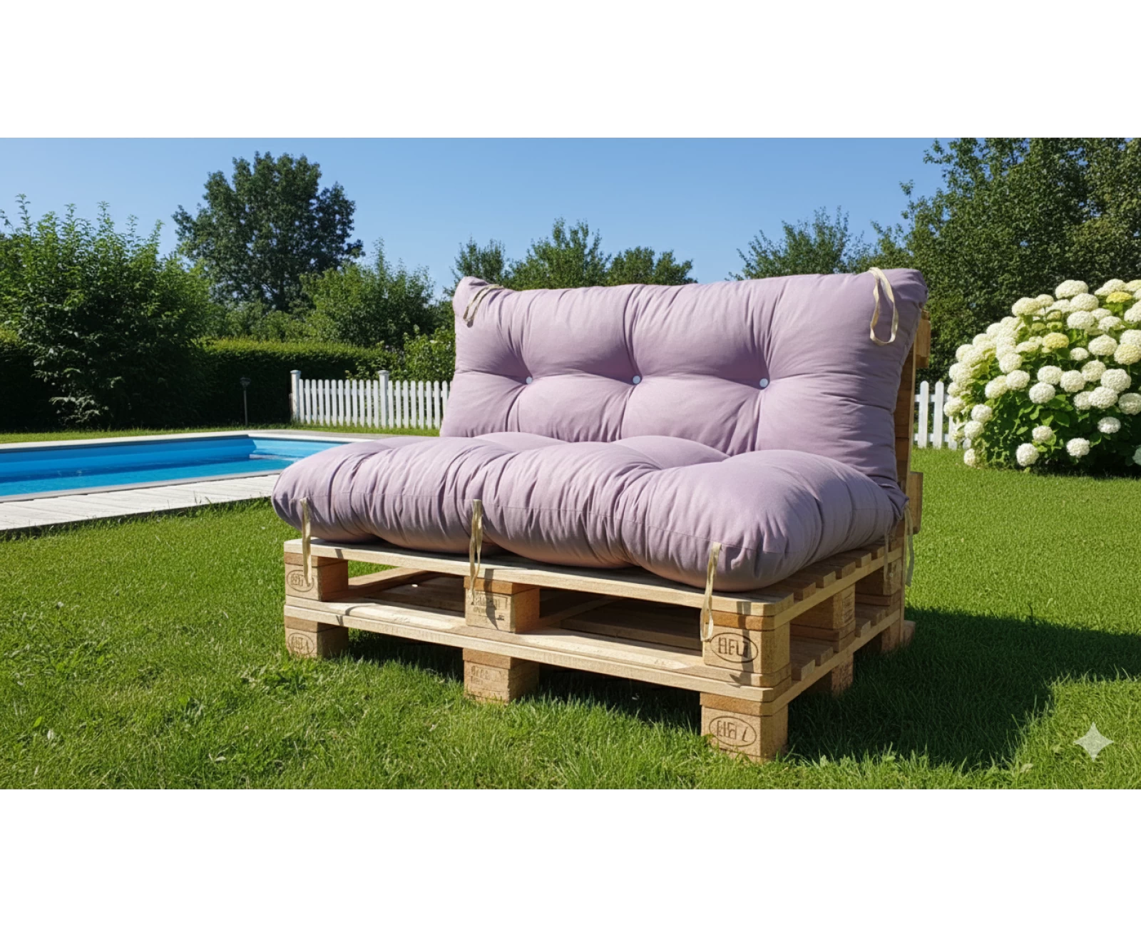 Μαξιλάρι για καναπέ με ενσωματωμένη πλάτη - Μονόχρωμο λιλά Κρετόν ύφασμα | Mypouf.gr