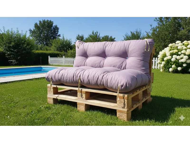 Μαξιλάρι για καναπέ με ενσωματωμένη πλάτη - Μονόχρωμο λιλά Κρετόν ύφασμα