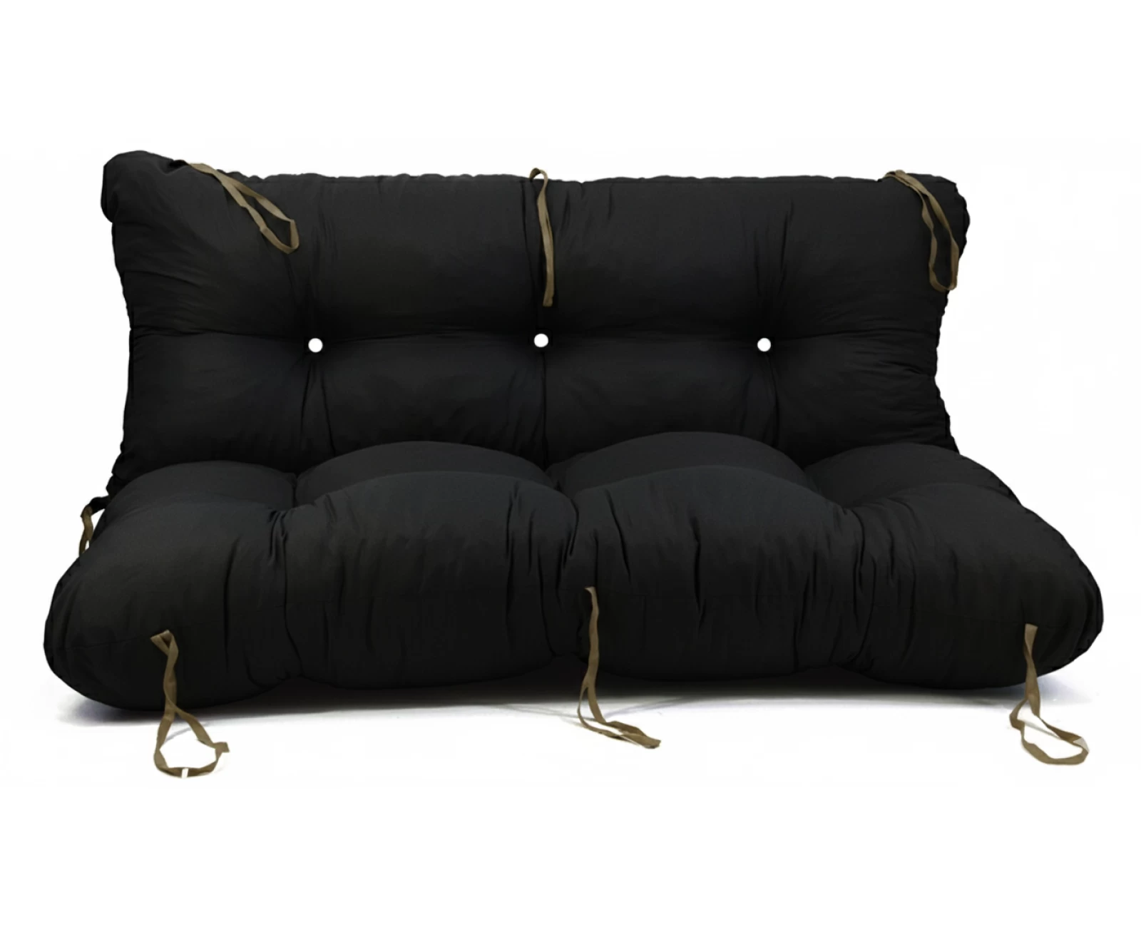 Μαξιλάρι για καναπέ με ενσωματωμένη πλάτη - Μονόχρωμο μαύρο Κρετόν ύφασμα | Mypouf.gr