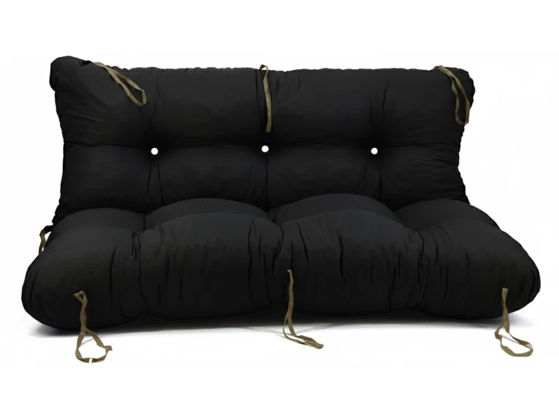 Μαξιλάρι για καναπέ με ενσωματωμένη πλάτη - Μονόχρωμο μαύρο Κρετόν ύφασμα