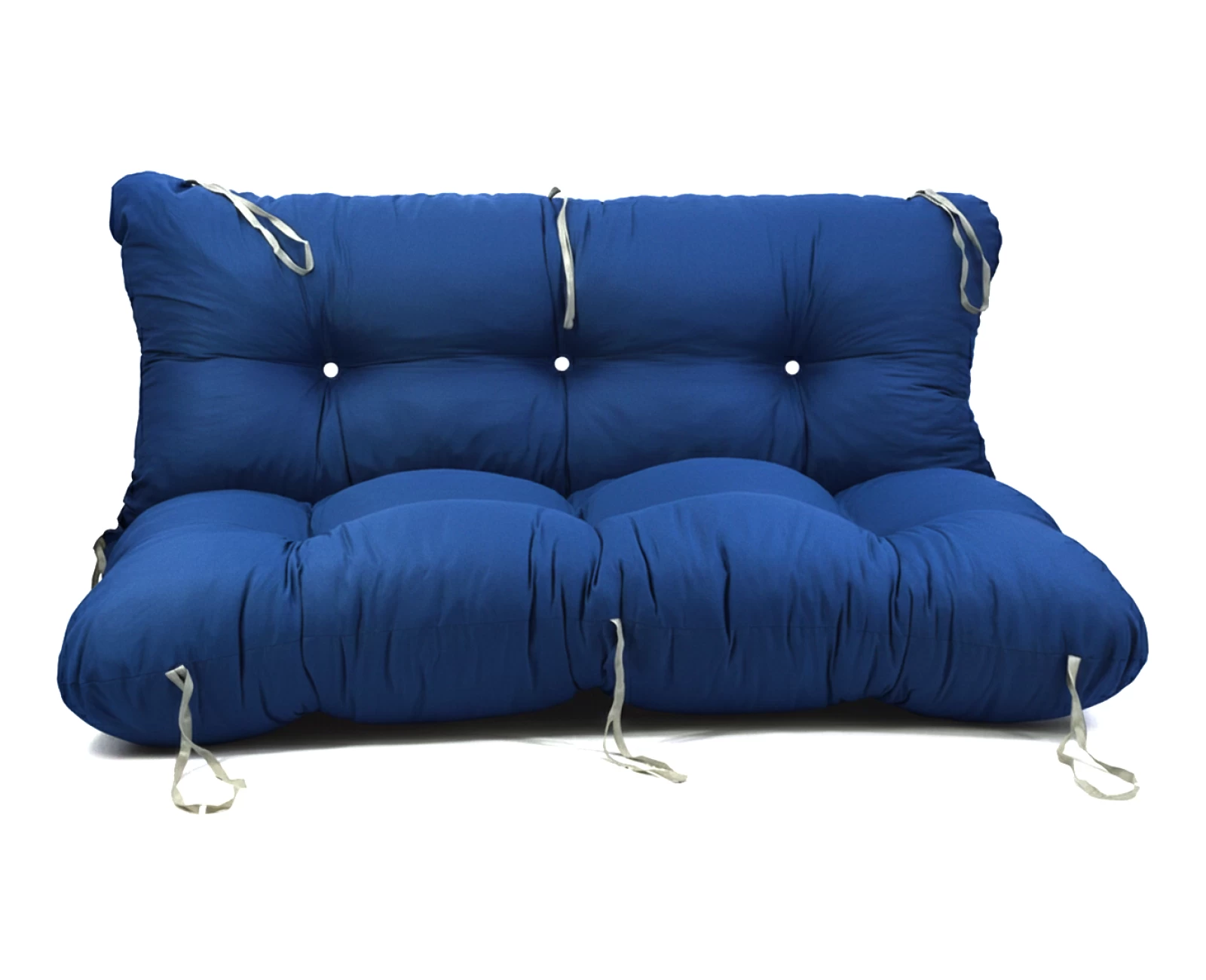 Μαξιλάρι για καναπέ με ενσωματωμένη πλάτη - Μονόχρωμο μπλέ Κρετόν ύφασμα | Mypouf.gr