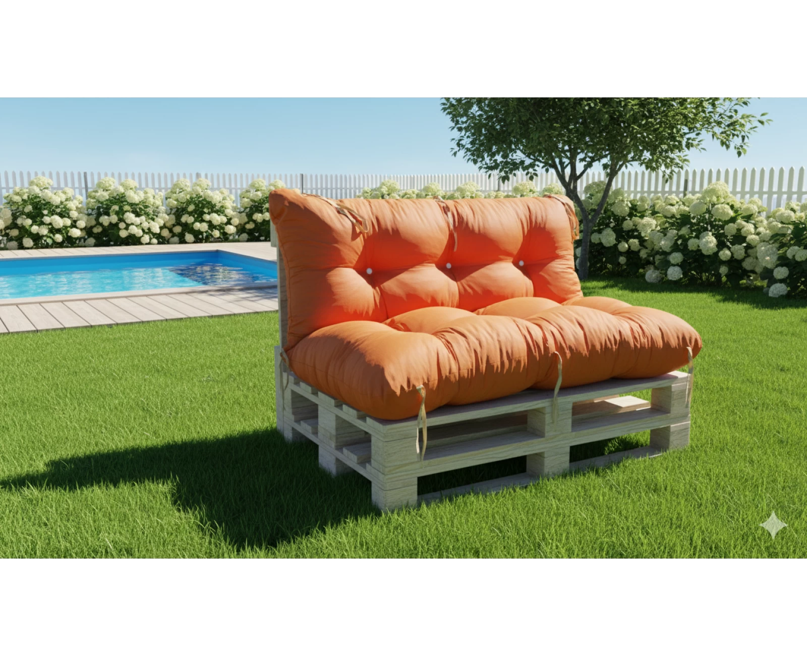 Μαξιλάρι για καναπέ με ενσωματωμένη πλάτη - Μονόχρωμο πορτοκαλί Κρετόν ύφασμα | Mypouf.gr