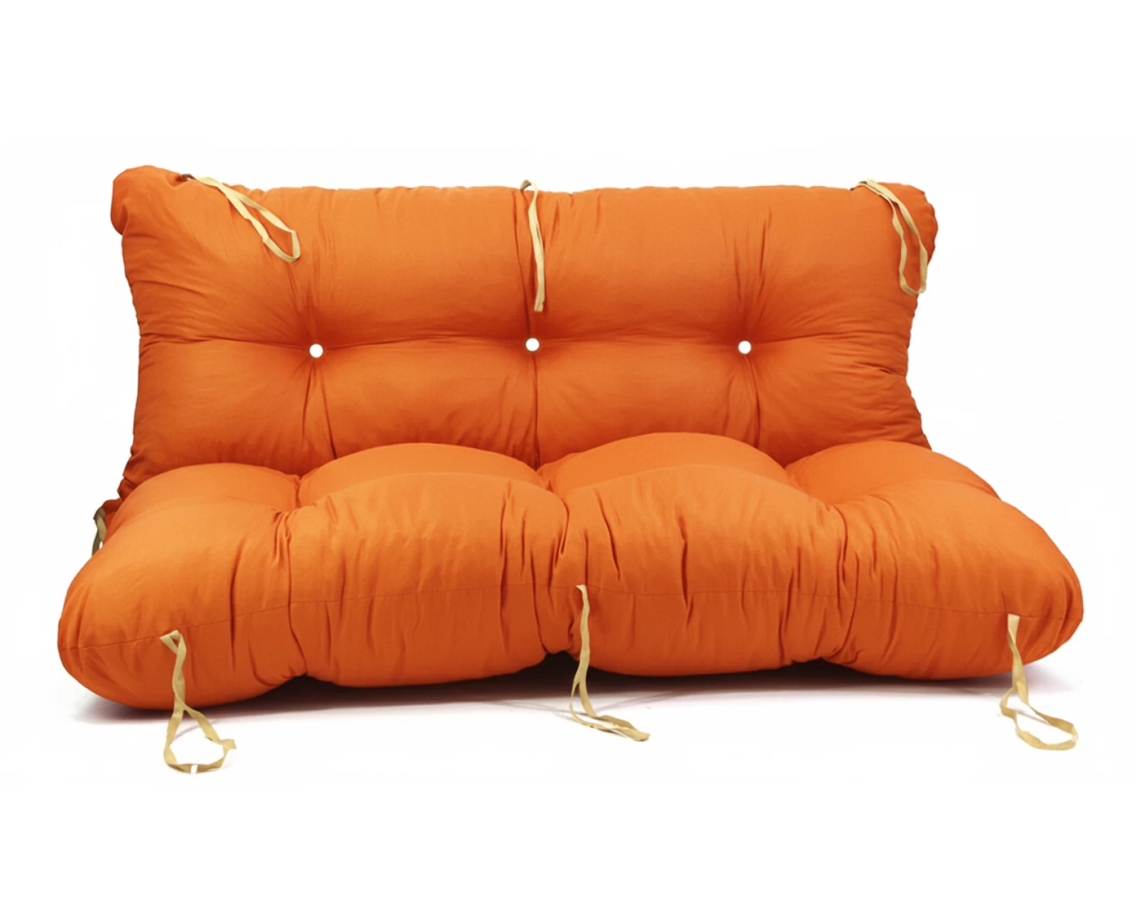 Μαξιλάρι για καναπέ με ενσωματωμένη πλάτη - Μονόχρωμο πορτοκαλί Κρετόν ύφασμα | Mypouf.gr