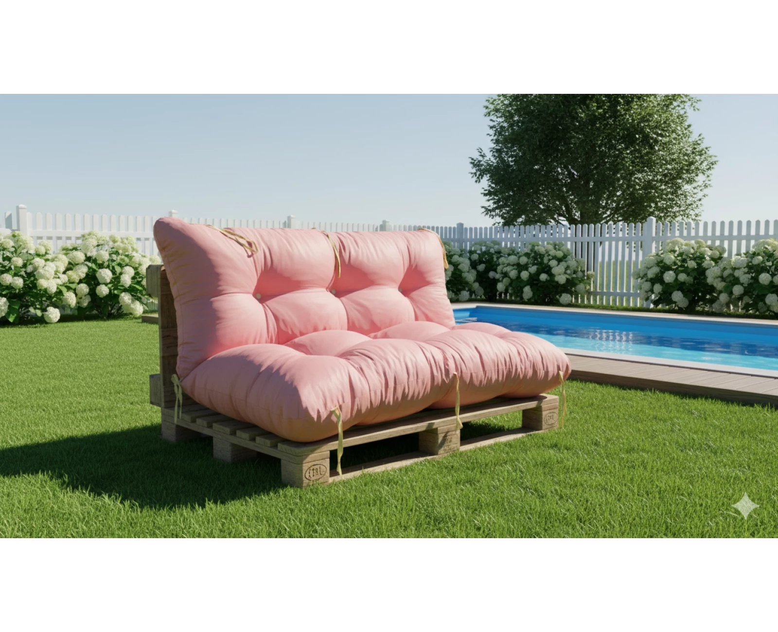 Μαξιλάρι για καναπέ με ενσωματωμένη πλάτη - Μονόχρωμο Σομόν ύφασμα | Mypouf.gr