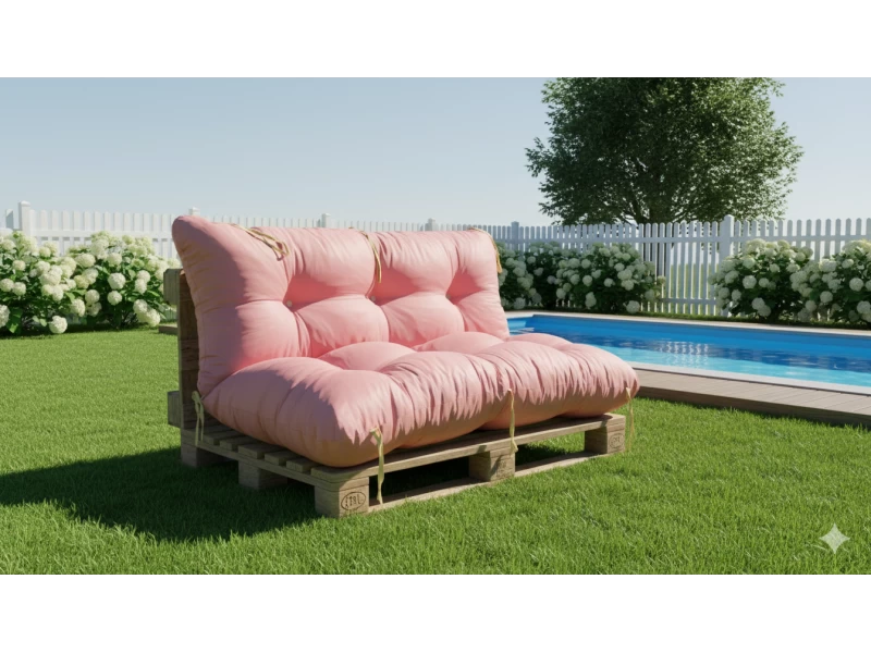 Μαξιλάρι για καναπέ με ενσωματωμένη πλάτη - Μονόχρωμο Σομόν ύφασμα