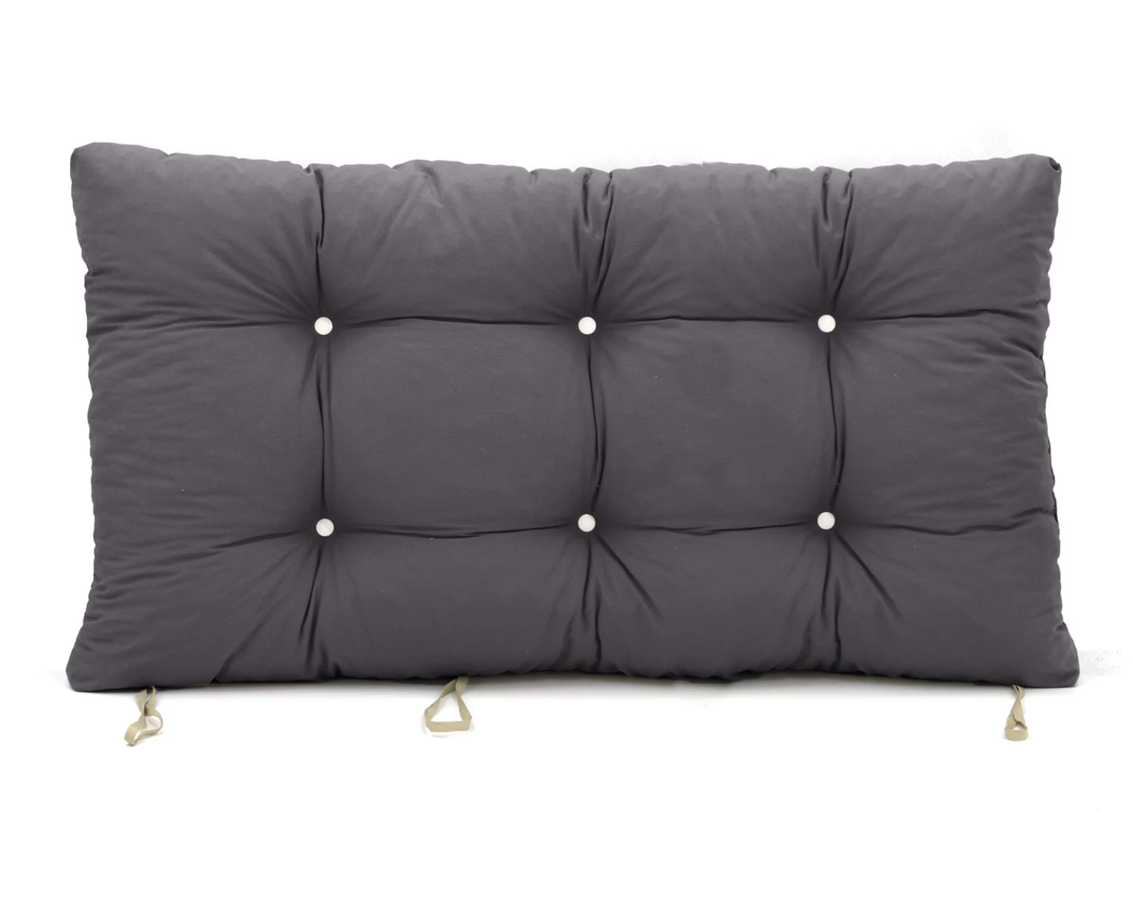 Μαξιλάρι μονόχρωμο λονέτα ανθρακί για παλέτα με κουμπιά - Μπαμπού | Mypouf.gr