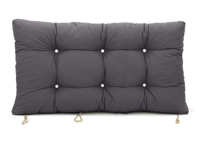 Μαξιλάρι μονόχρωμο λονέτα ανθρακί για παλέτα με κουμπιά - Μπαμπού