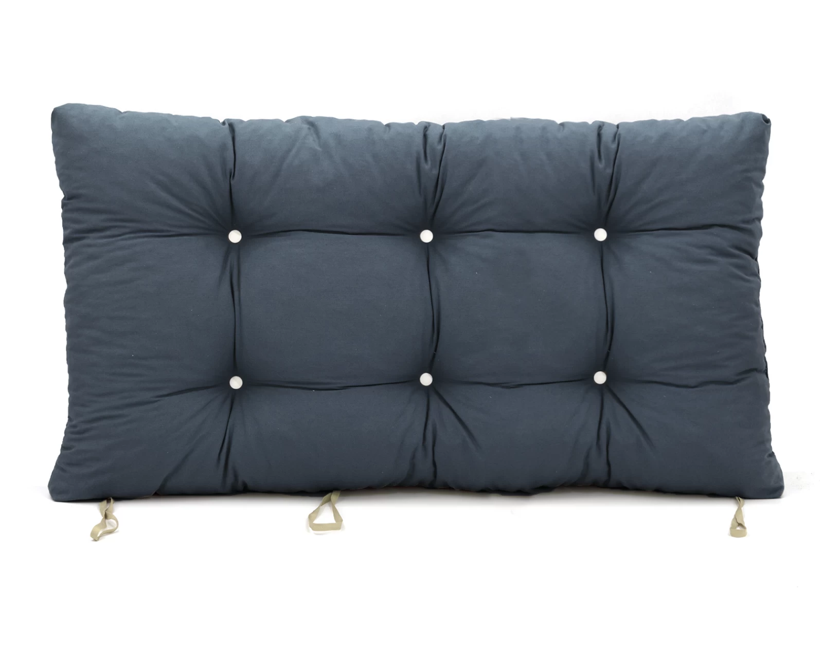 Μαξιλάρι μονόχρωμο λονέτα Denim Μπλέ για παλέτα με κουμπιά - Μπαμπού | Mypouf.gr