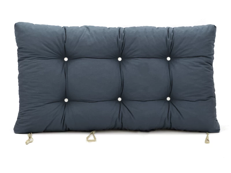 Μαξιλάρι μονόχρωμο λονέτα Denim Μπλέ για παλέτα με κουμπιά - Μπαμπού